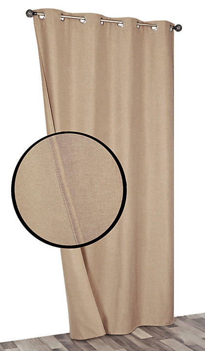Rideau thermique effet chiné l.135 x H.240 cm marron taupe