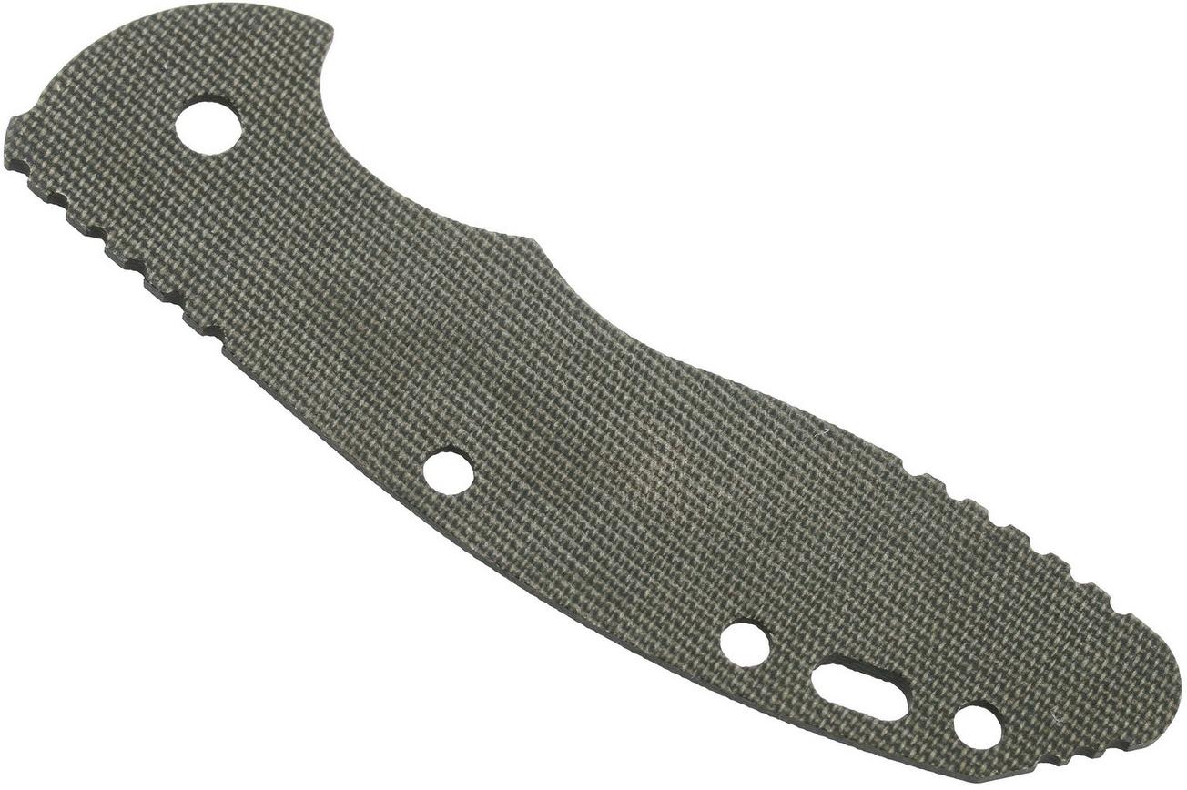 Rick Hinderer XM18 3,5” greepschaal, Green Canvas Micarta