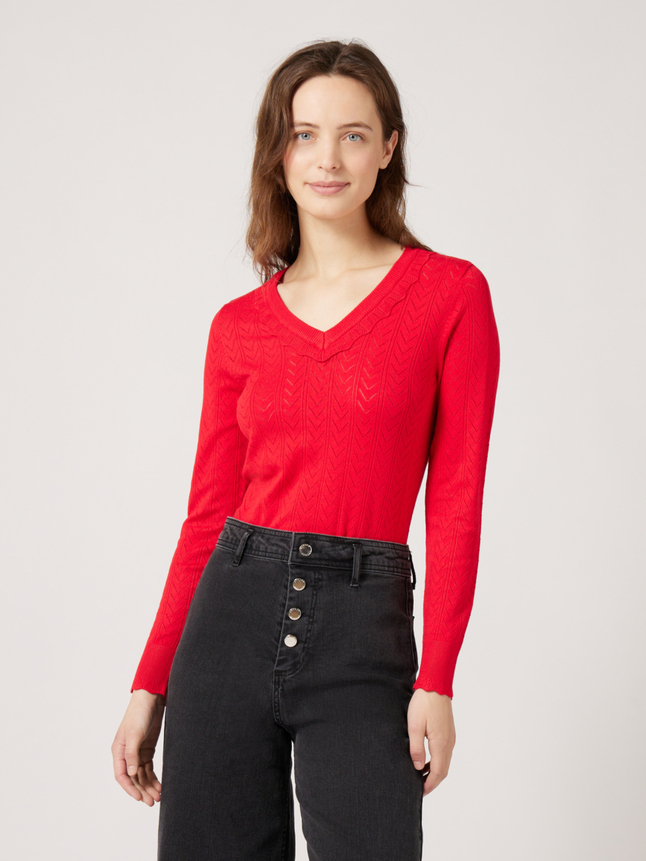 Pull col v ajouré