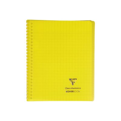 Clairefontaine Koverbook - Cahier polypro spiralé - 17 x 22 cm - 160 pages - grands carreaux (Seyes) - disponible dans différentes couleurs