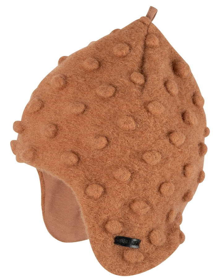 Fleece-Mütze INKA WALK DOTS mit Wolle in mocha