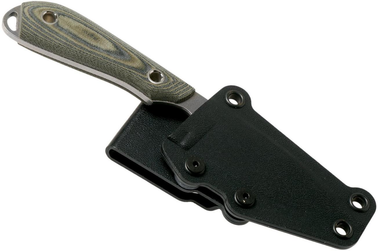 White River Knives M1 Caper Black & OD Linen Micarta vaststaand mes, Kydex schede