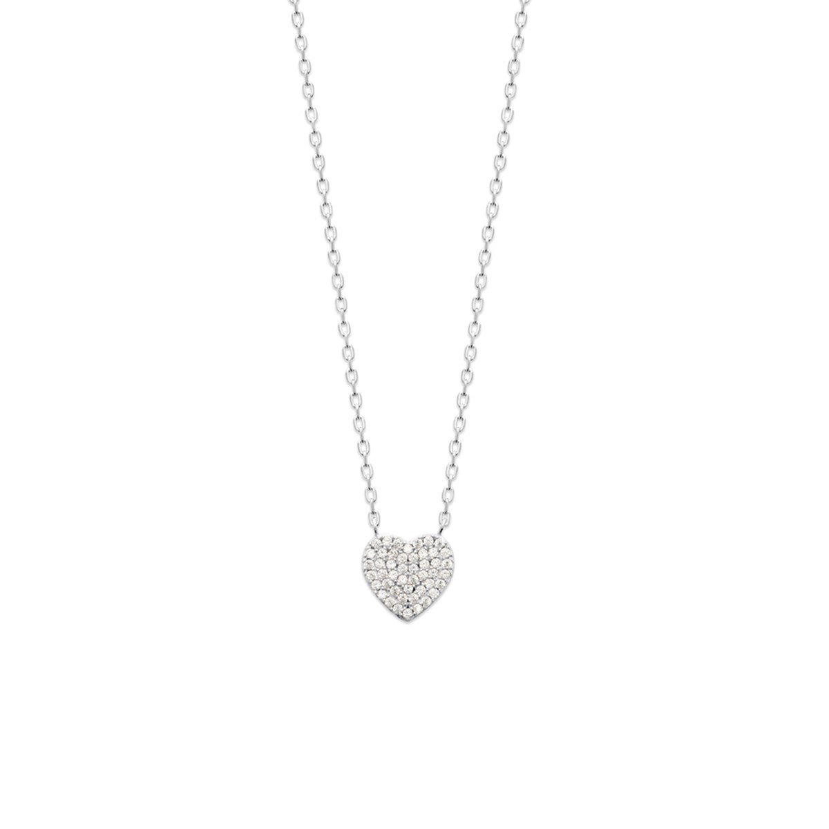 Collier Brillaxis argent rhodié coeur empierré OZ