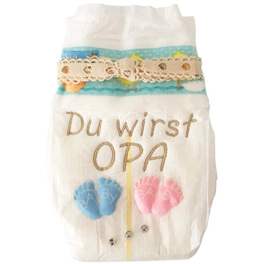 Tanjo Bestickte Windel Opa Du wirst Opa beige