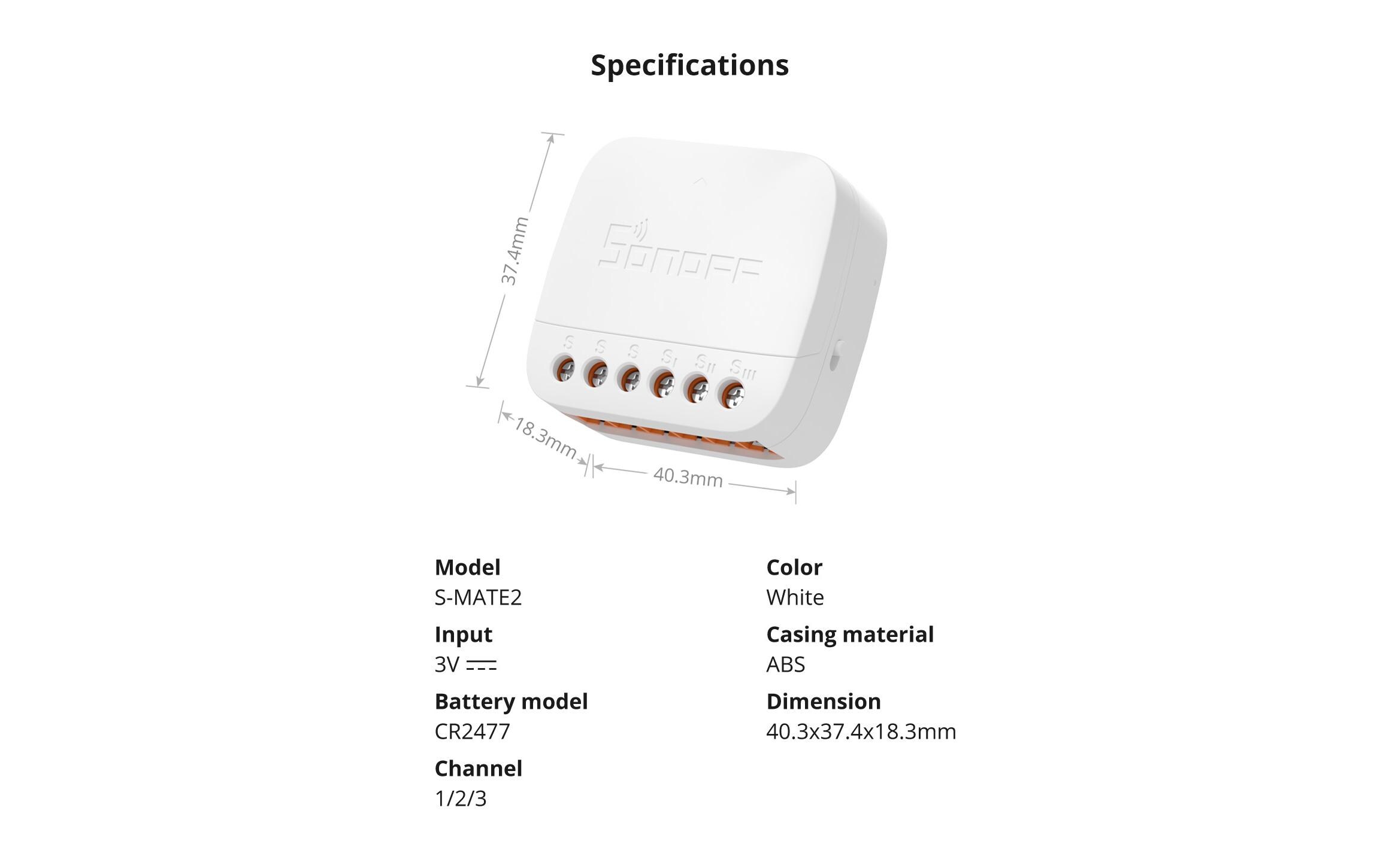 WLAN-Schaltaktor S-MATE2 DC 3 VIntelligenter Szenenschalter zur Steuerung aller Ihrer Smart-Geräte