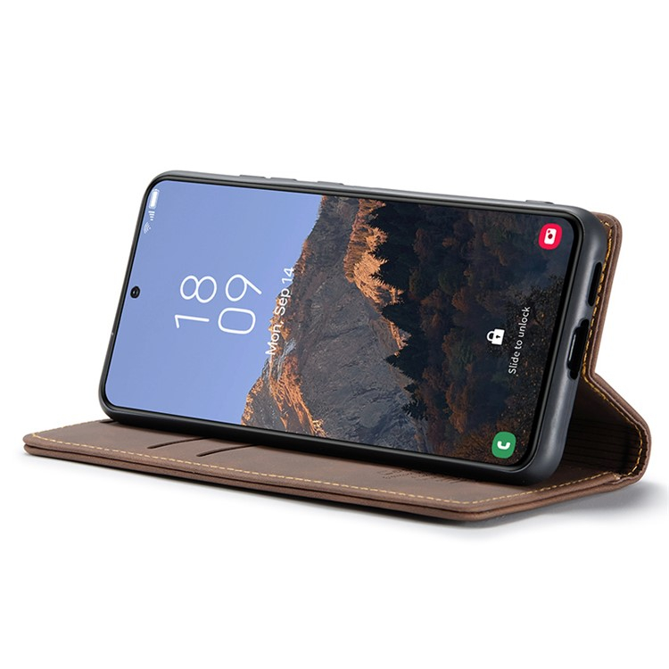 Samsung Galaxy S24 Leder Tasche Flip Wallet Etui mit Kartenfächern - Dunkelbraun