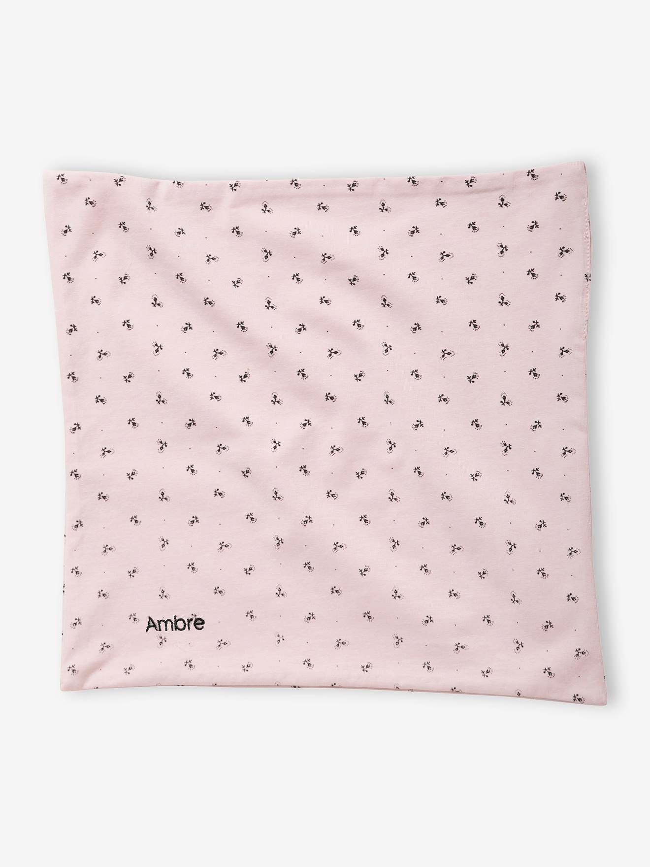 Conjunto personalizável, incluindo gorro, luvas, cachecol e bolsa de tricô estampada para bebê menina, rosa claro.