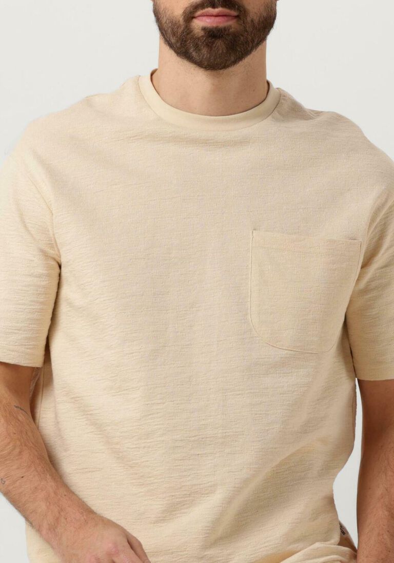 SELECTED HOMME beige selected homme t-shirt slhloossaul slub ss o-neck tee