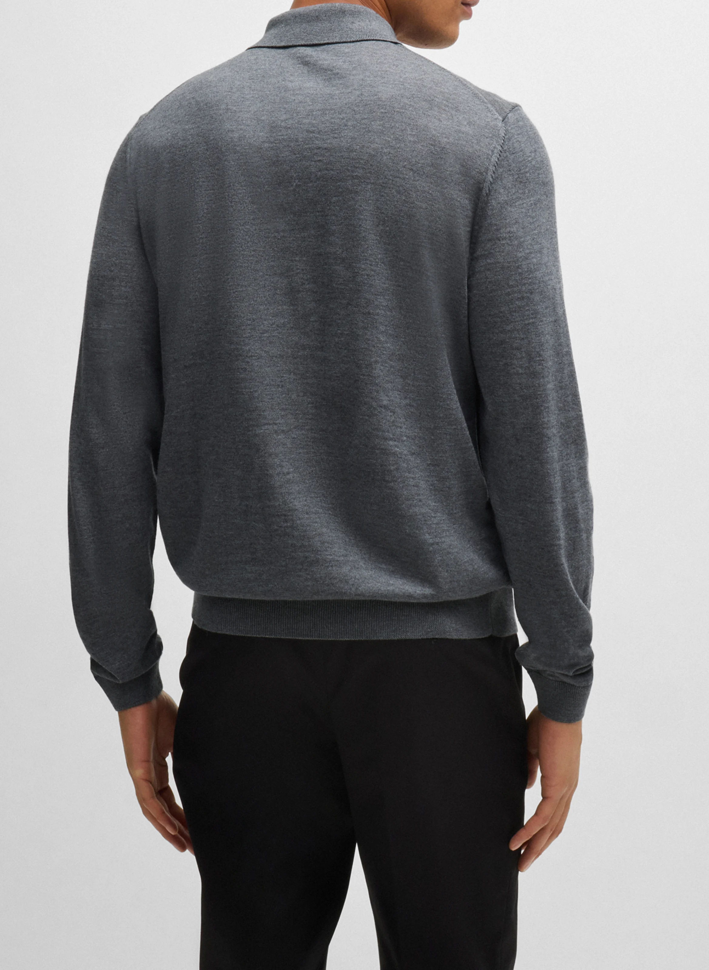 Polo slim-fit en laine | Argent