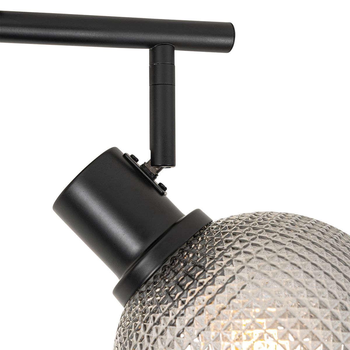 Design spot zwart met smoke glas 2-lichts - Chico