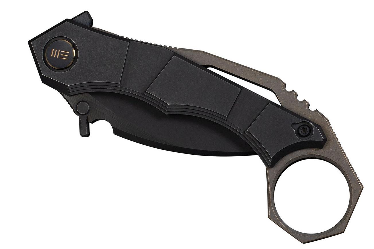 WE Knife Tayra WE24069-1 Blackwashed Bevels Black Brushed Flats Bohler M390, Black Titanium, zakmes