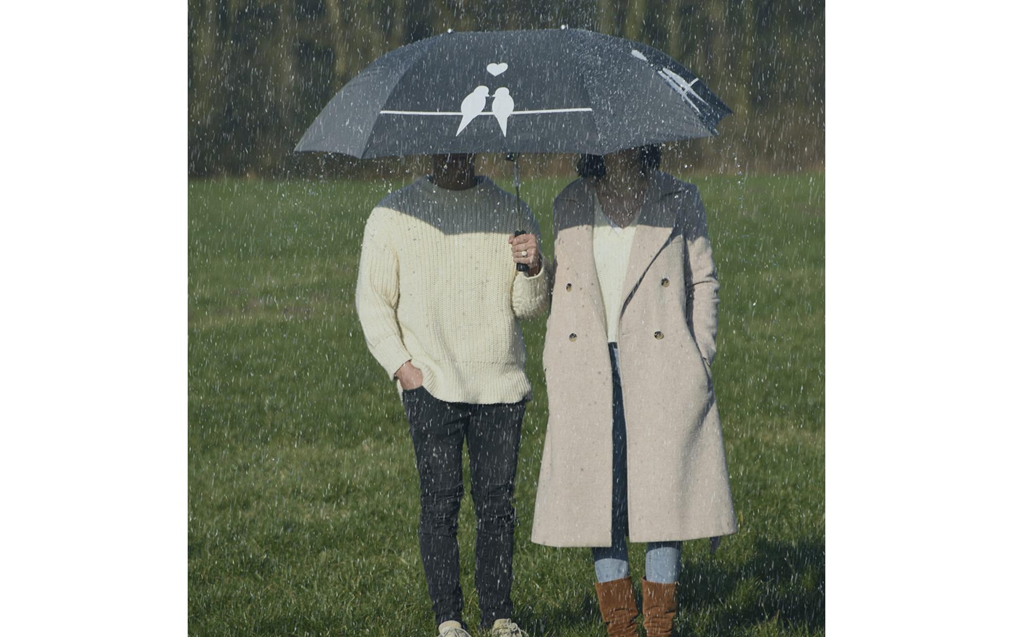 Partner-Regenschirm XL Grau/SchwarzSchirm für 2 Personen