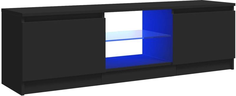vidaXL Tv-meubel - Zwart - Bewerkt Hout en Gehard Glas