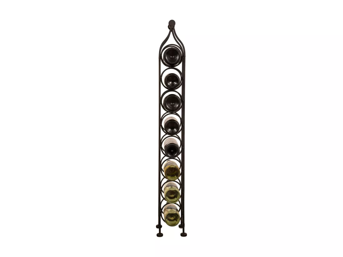 BISCOTTINI Porte-Bouteilles - Fer Forgé Finition Noir Antique - Idéal pour la Décoration du Salon ou de la Cuisine - Casier à Vin - 15 x 16 x 105 cm - Support pour 8 Bouteilles de Vin