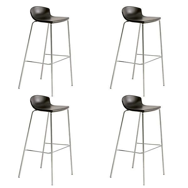 Tabouret haut de restauration Fingal - Assise polypropylène Noir (Lot de 4)