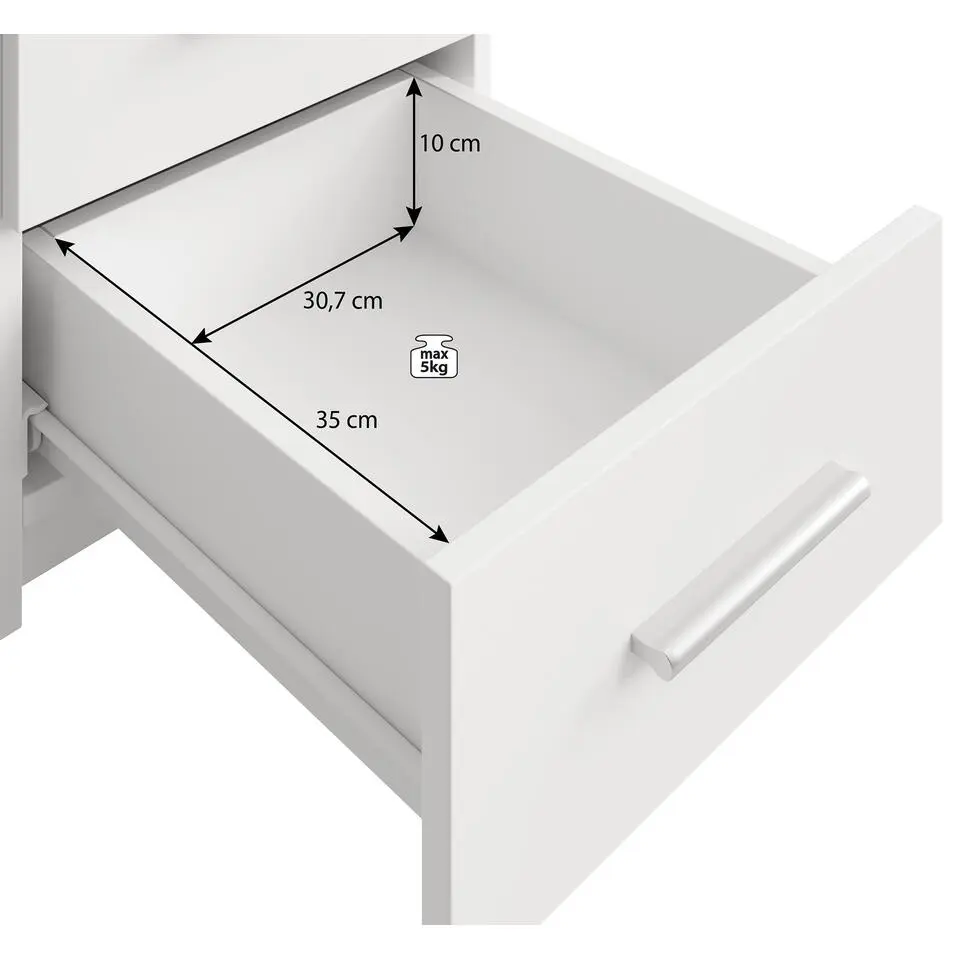 Meubella - Kledingkast Stoke 2 - Wit - 270 cm - Met spiegel