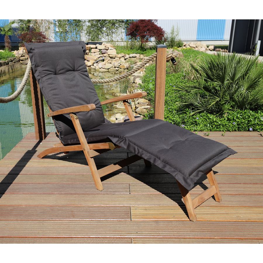 Auflage Teak Deckchair Braun-Anthrazit