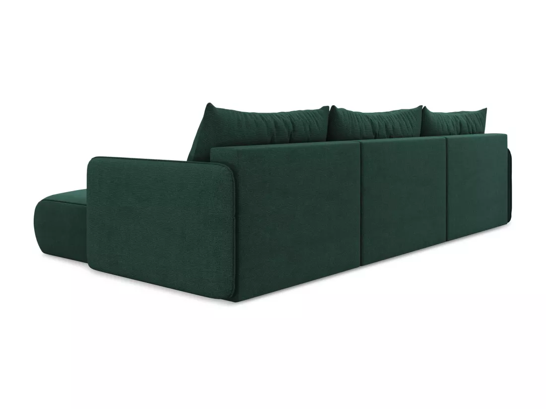 Canapé d'angle panoramique convertible en tissu texturé - bouteille verte - NANEA