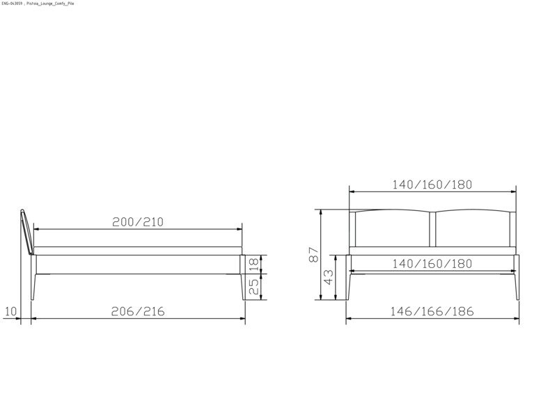 Holzbett HASENA PISTOIA 140X200cm Höhe 25cm Buche Buche weiß mit Pepe grau