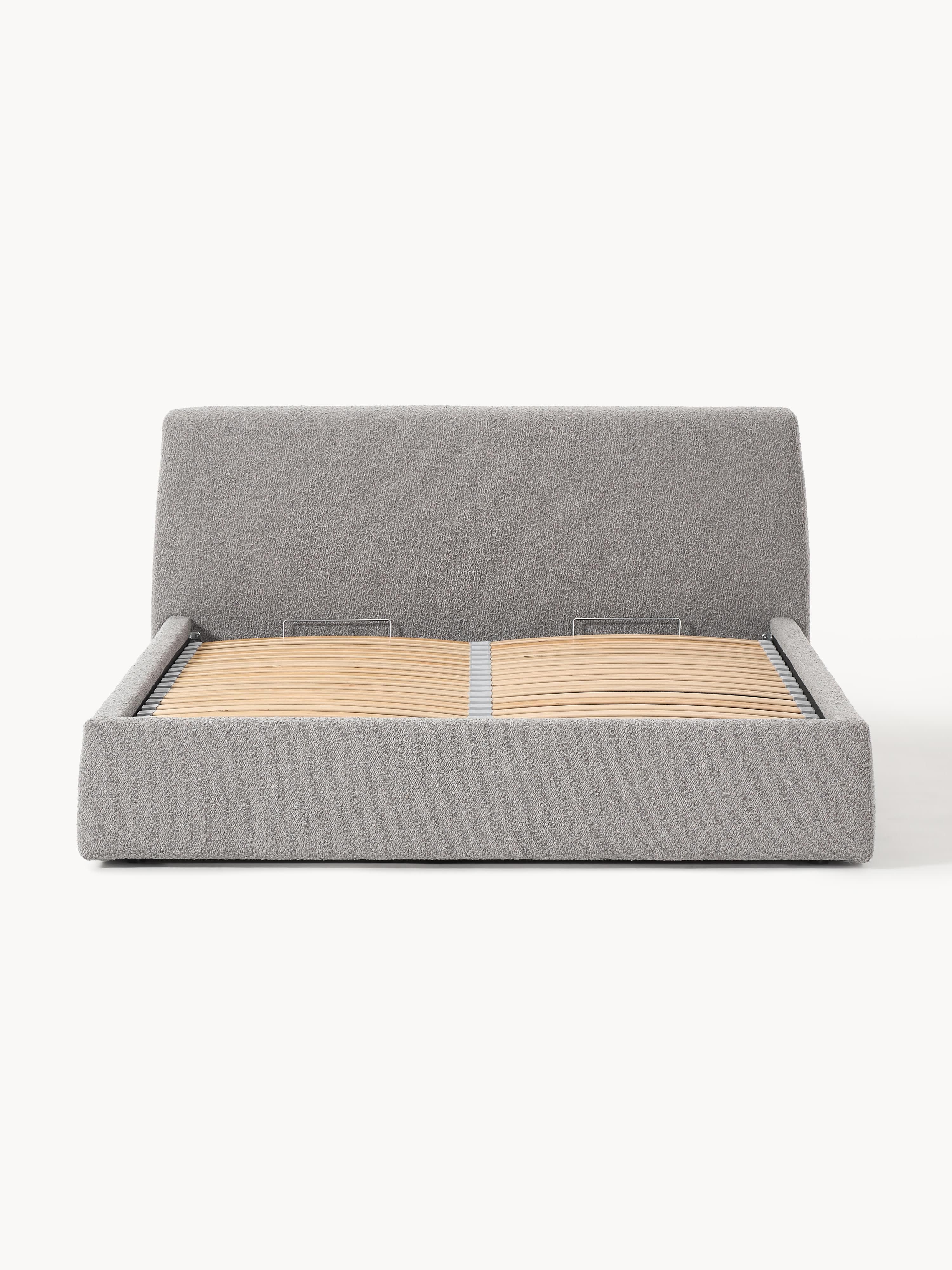 Bouclé gestoffeerd bed Cloud met opbergruimte