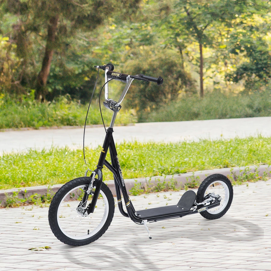 HOMCOM Kinderroller mit Luftbereifung und Handbremse schwarz