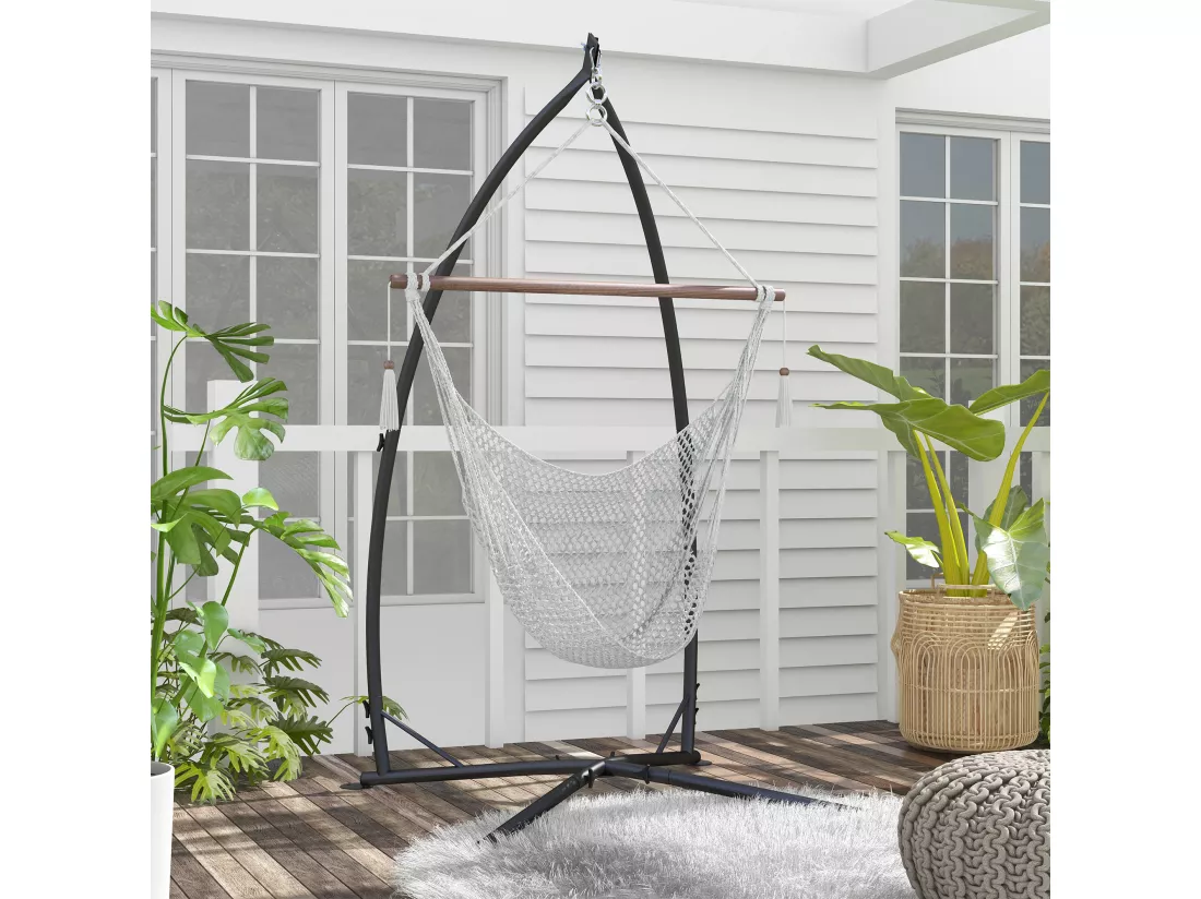 Support fauteuil suspendu - pied fauteuil suspendu - H. 215 cm - charge max. reco. 130 Kg - métal noir