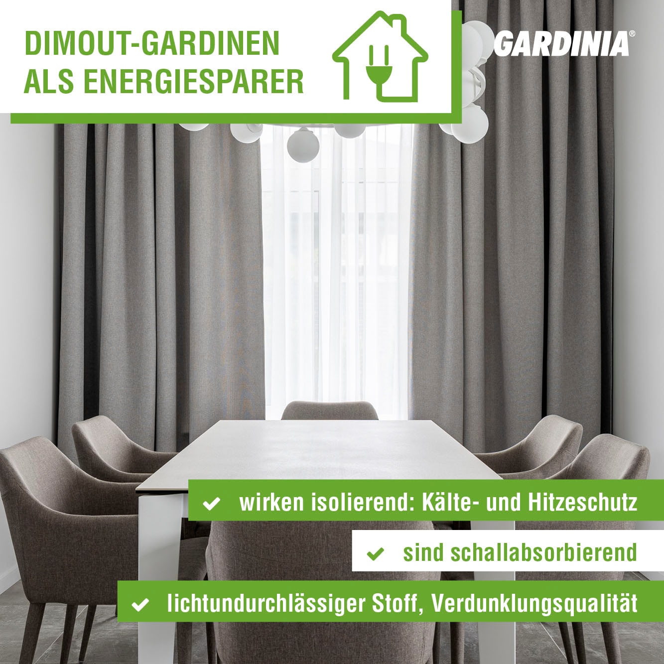 GARDINIA Gardine »Schal mit Gardinenband Dimout« verdeckte Schlaufen 1 Stk. tlg. Stoff Dimout