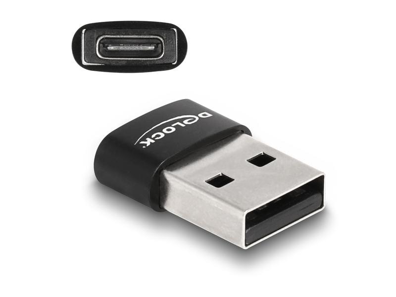 Delock USB 2.0 Adapter USB-A Stecker - USB-C Buchse Delock USB 2.0 Adapter USB Typ-A Stecker zu USB Type-C Buchse schwarz