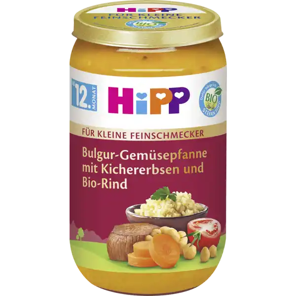 Bio Bulgur-Gemüsepfanne mit Kichererbsen und Bio-Rind