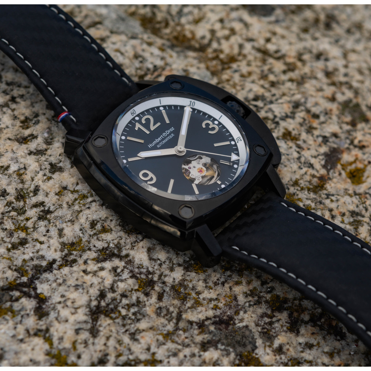 Montre HUMBERT-DROZ hd10 homme automatique, bracelet cuir noir