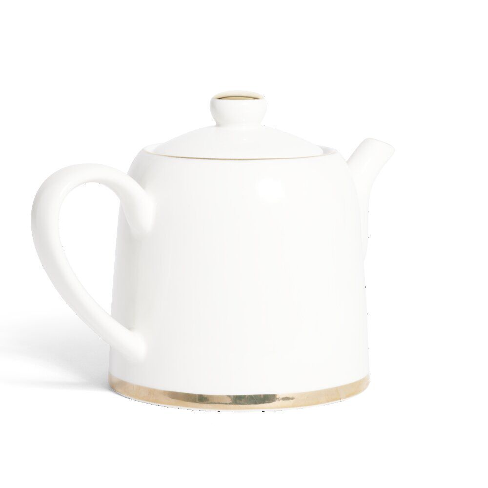 Théière 1L faïence blanc et doré Ø12xH15xm