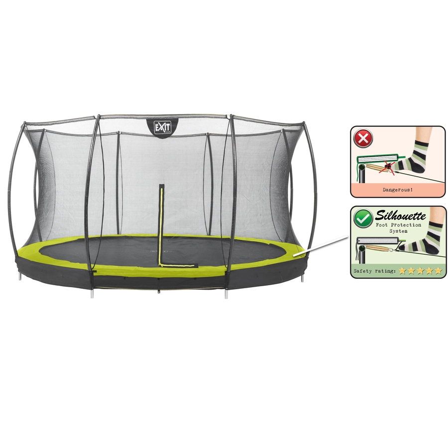 EXIT Bodentrampolin Silhouette ø366 cm mit Sicherheitsnetz - grün