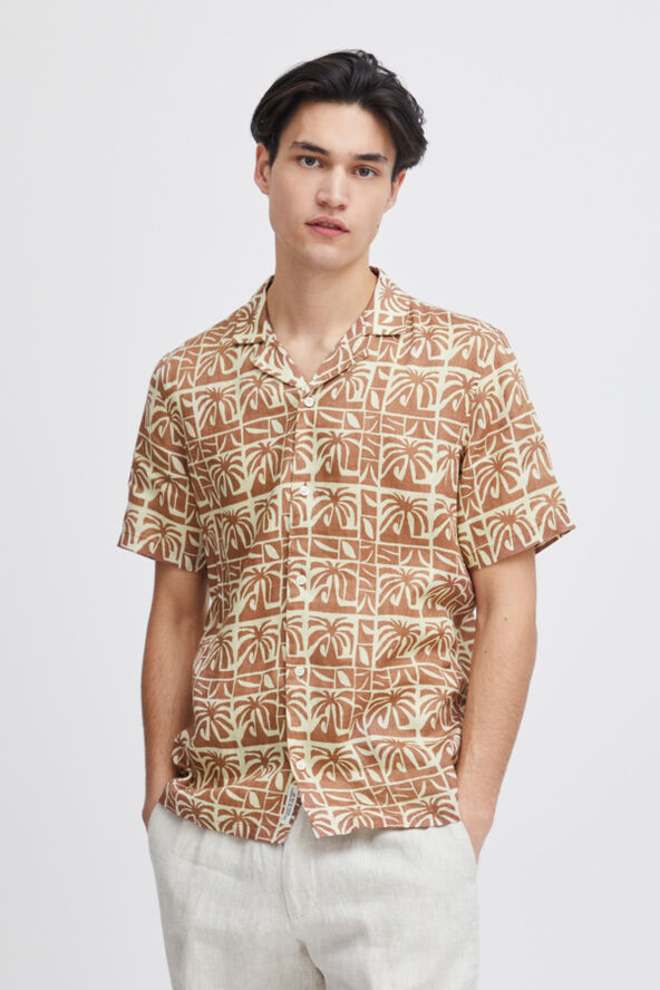 Casual Friday CFANTON SS AOP palm shirt - 100% linen Beaver fur