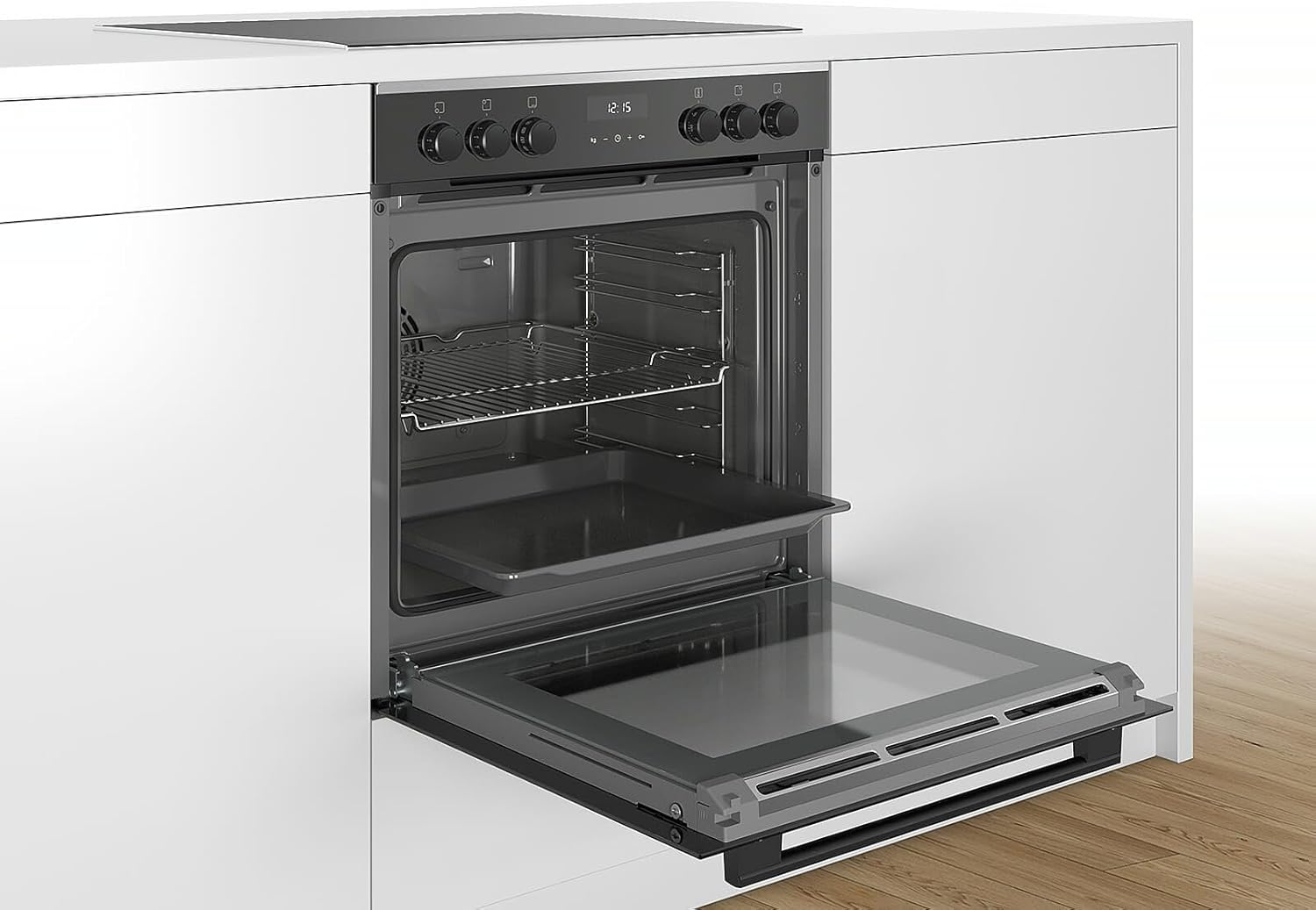 Bosch HND671FH61 Set Einbauherd HET278BB0 Schwarz + Glaskeramikkochfeld NKN64RGA2E herdgebunden