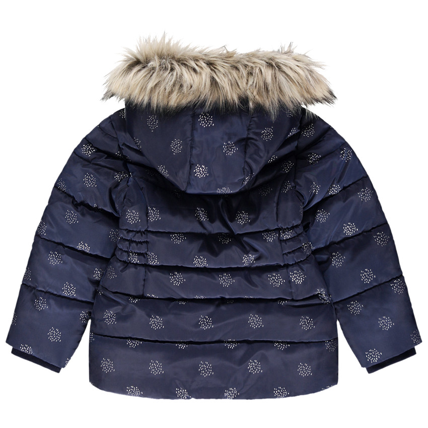 Doudoune à motifs et capuche amovible pour enfant fille