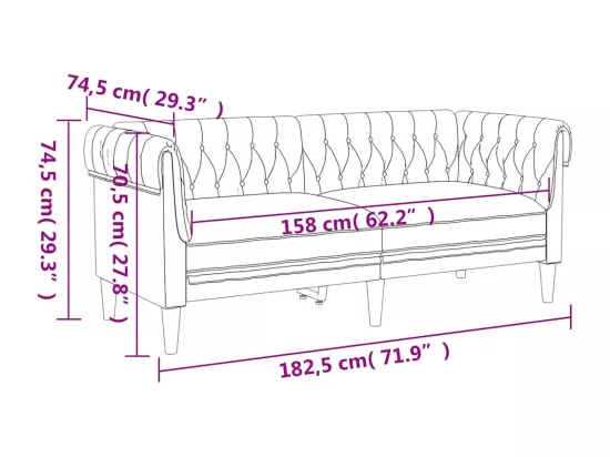 Canapé Chesterfield 2 places marron foncé tissu