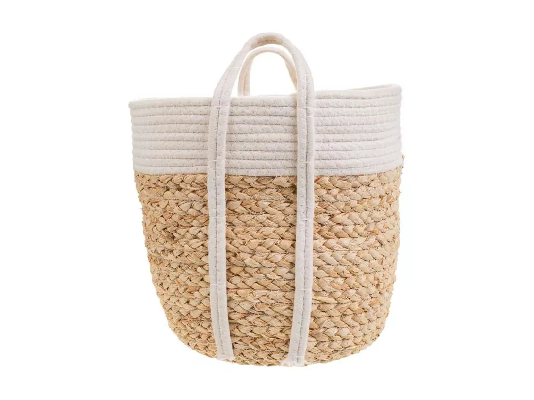 Panier blanc en corde tressée d30x30h