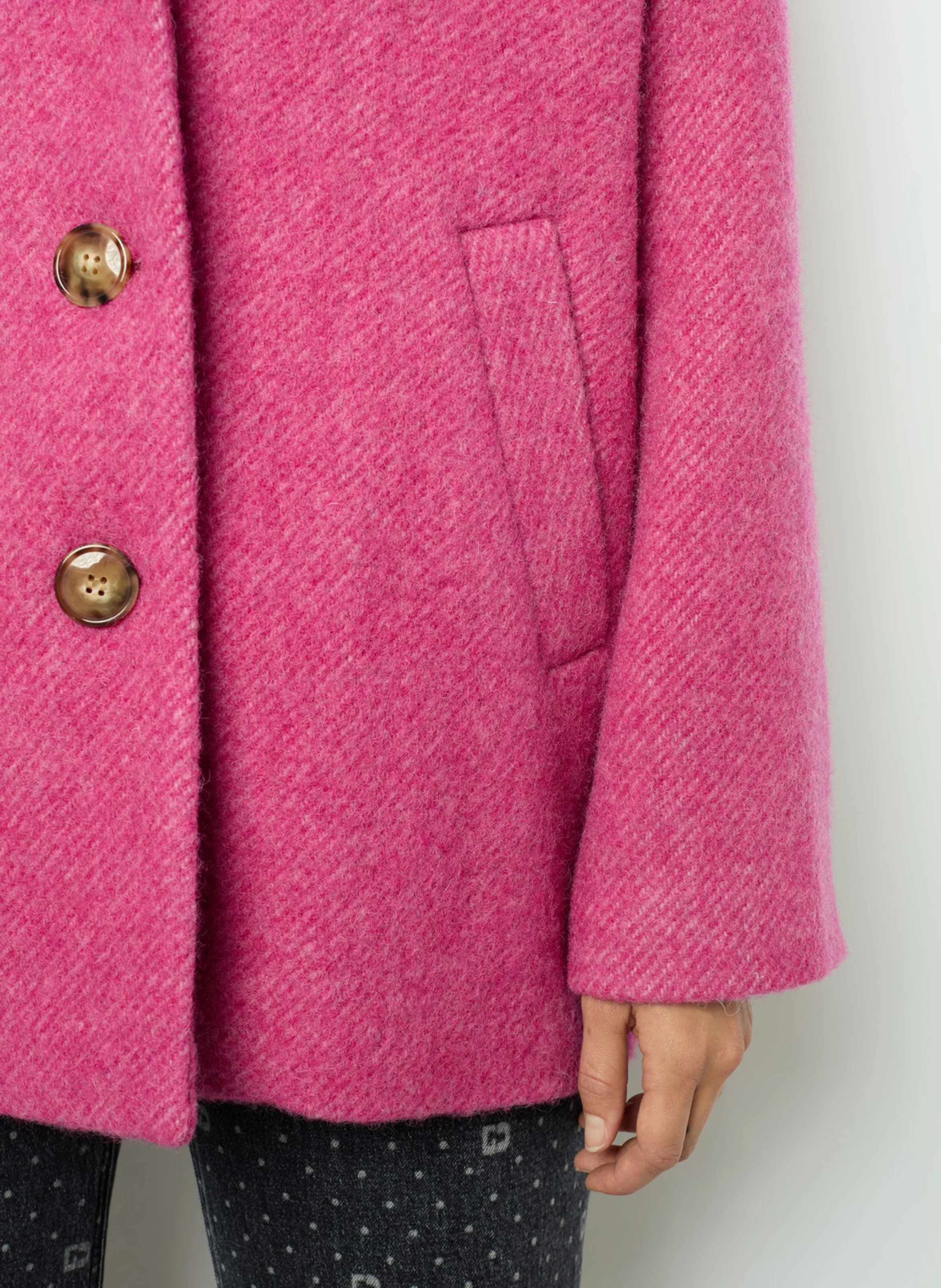 LINETTE - Manteau oversize en laine vierge | Rose