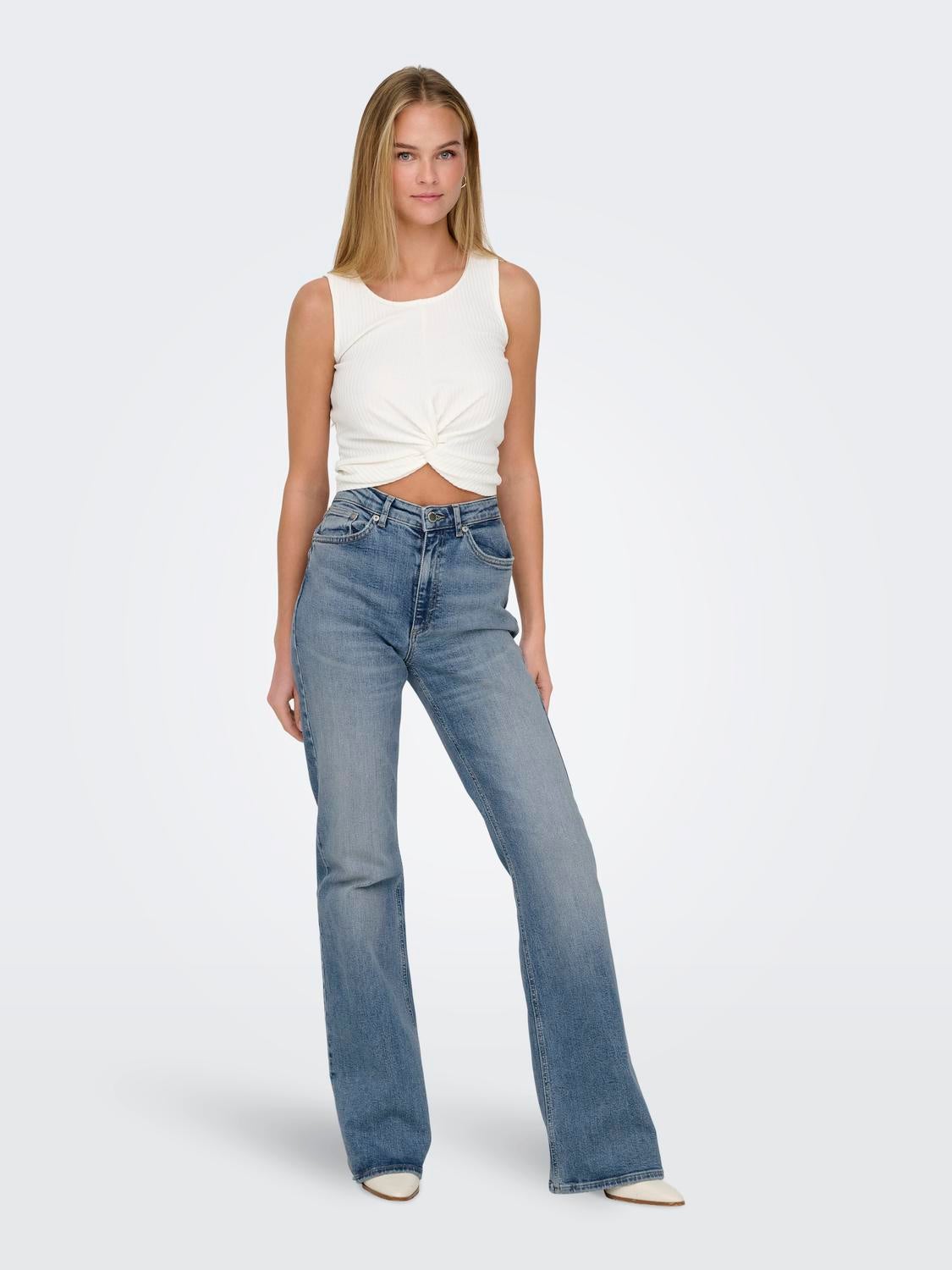 ONLJUICY Hohe Taille Ausgestellt Jeans Medium Blue Denim