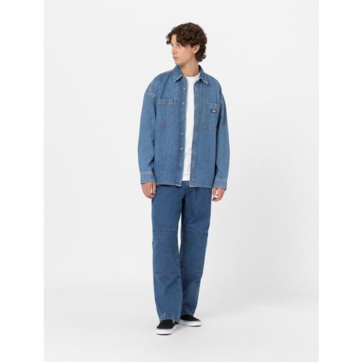 Dickies Double Knee Denim Bukser, Classic Blue, W30/L32