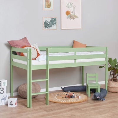 Hoppekids ECO Comfort  Halvhøy Loftseng 90x200, Lysegrønn