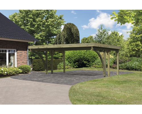 Dubbele carport Karibu Caan 1 variant C 598x480 cm drukgeïmpregneerd