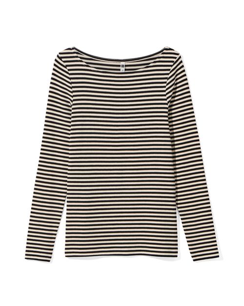 t-shirt femme Ebony col bateau noir/blanc