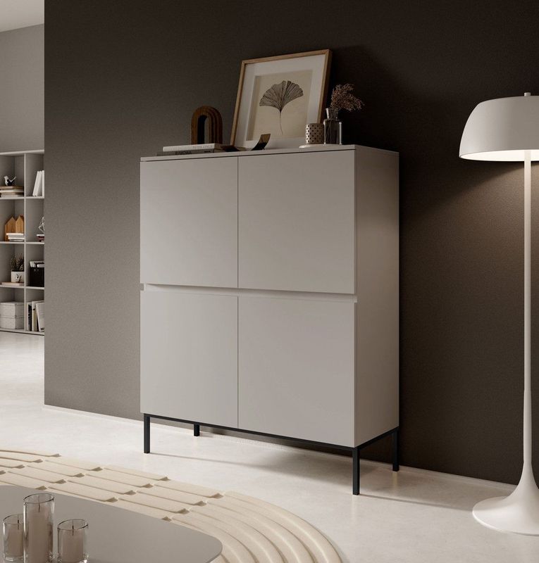 Selsey Bemmi Hoge kast Beige met zwarte poten