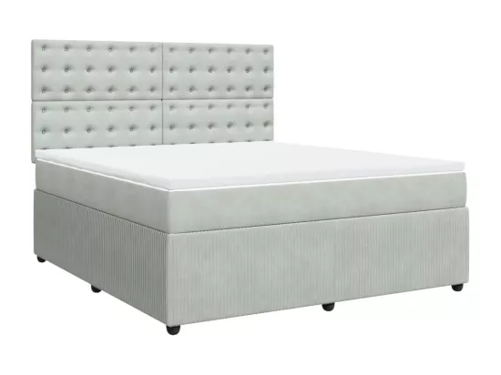 Sommier à lattes de lit et matelas Gris clair 180x200cm Velours