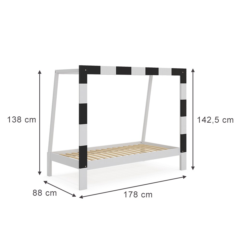 Vitalispa Kinderbett Fußballtor Weiß 178 x 142,5 cm mit Matratze