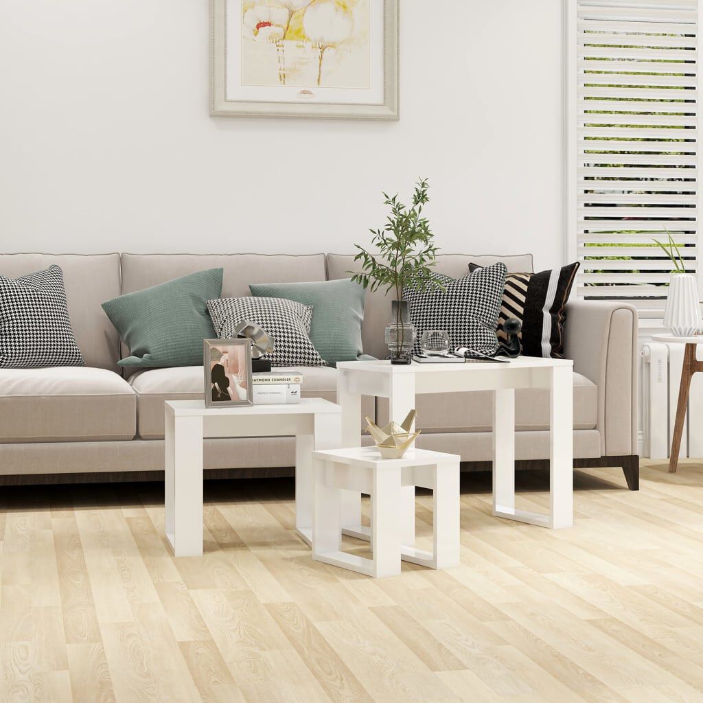 vidaXL 3-delige bijzettafels, houtmateriaal