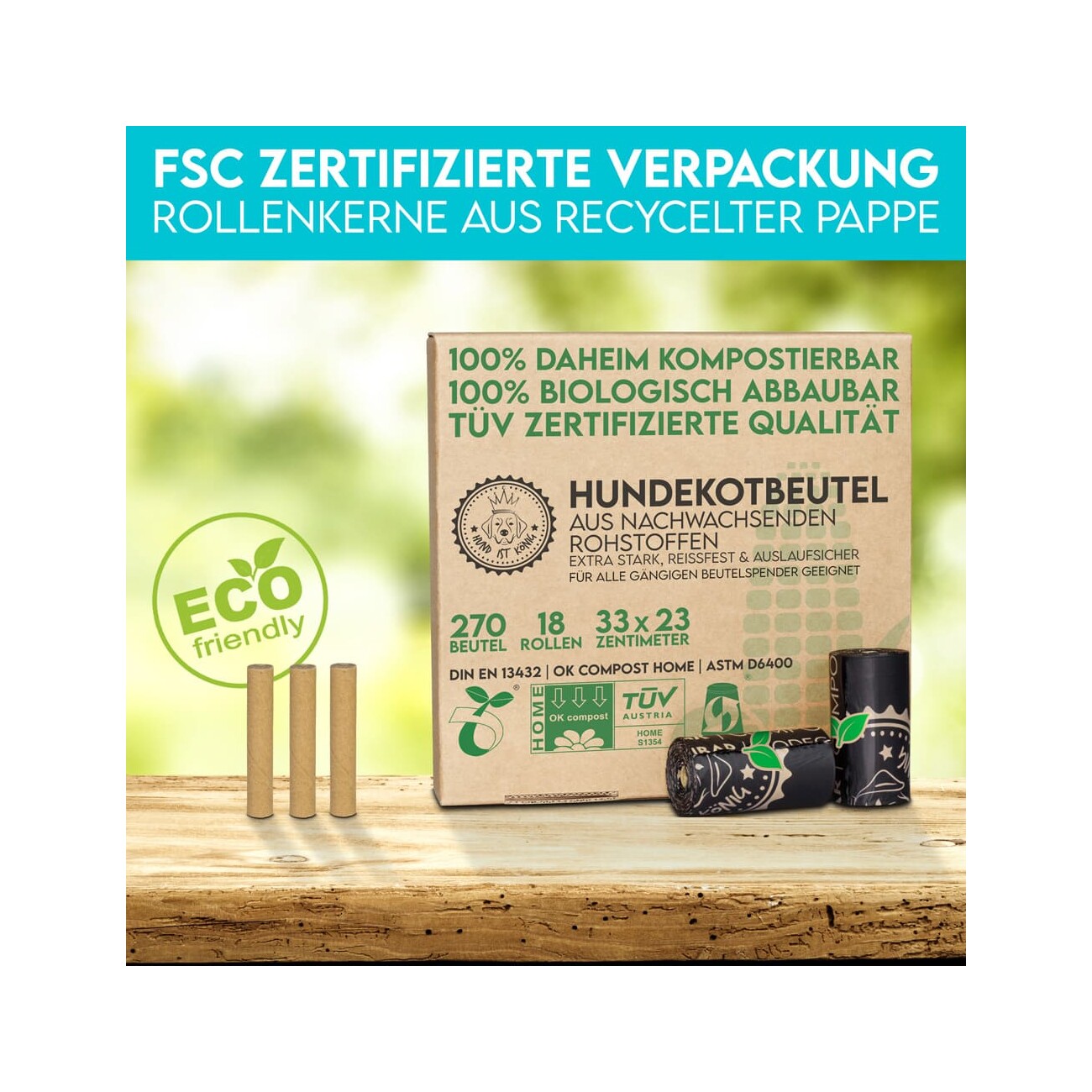 HUND IST KÖNIG Hundekotbeutel biologisch abbaubar 100% kompostierbare Kotbeutel für Hunde