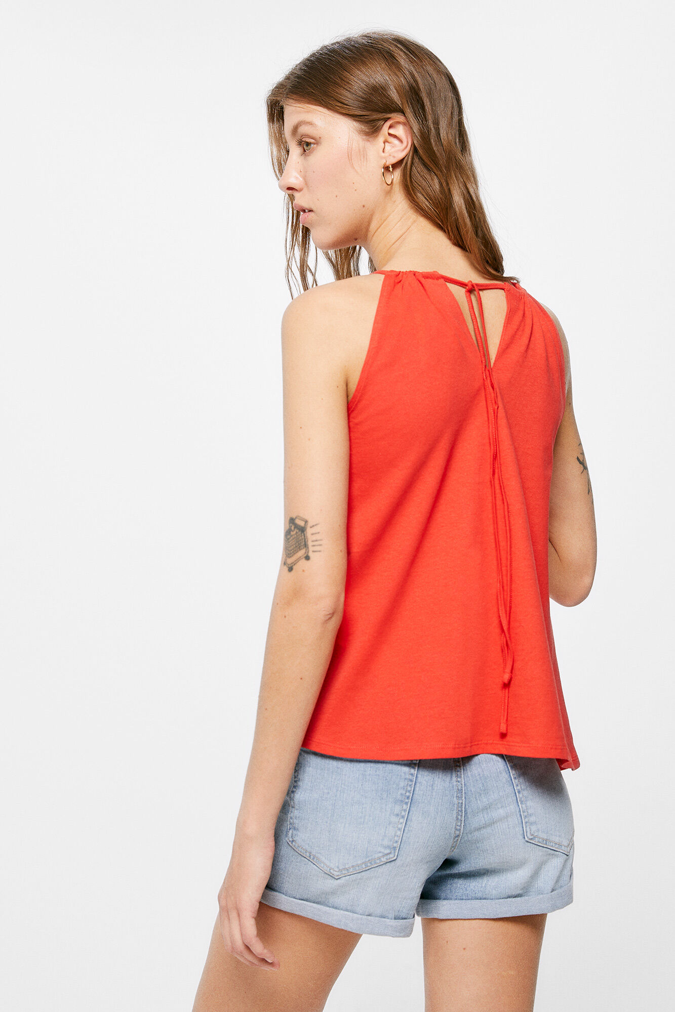 Top Halter Cuello - vermelho