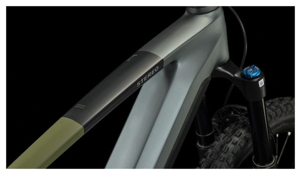 VTT Électrique Tout-Suspendu Cube Stereo Hybrid 140 HPC TM 750 Sram GX Eagle 12V 750 Wh 29'' Gris Flash Vert Olive 2024